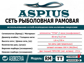 Рамовая сеть ASPIUS-TT 50х0,17/1,8х50